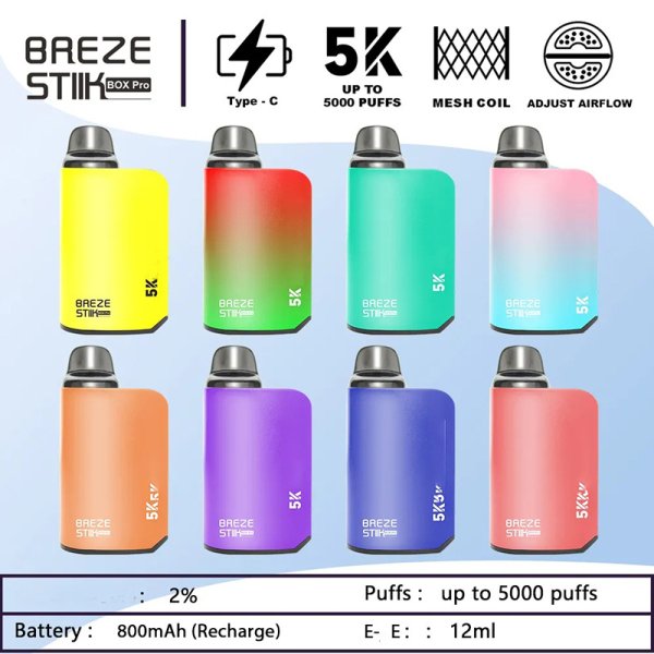 Breze,Breze Stiik,Breze Stiik Box PRO 5000 puff,disposable electronic cigarette,DISPOSABLE VAPE,PUFF