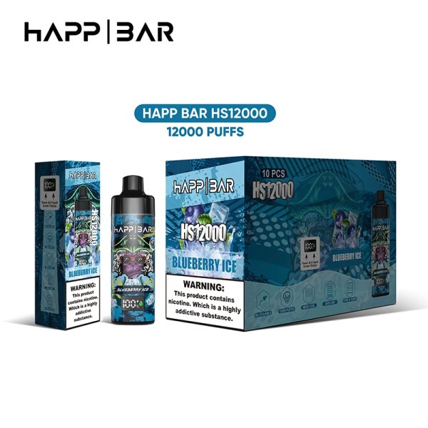 Happ Bar Hs12000, Happ Bar 12000 Puff ,Disposable E Cigarette, HAPP 12k Puff, Vape ,Vaper