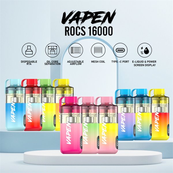 Vapen Rocs 16000 Puffs, vapen vapes,puff 16k ,vaper,disposable electronic cigarette,disposable vape,local warehouse