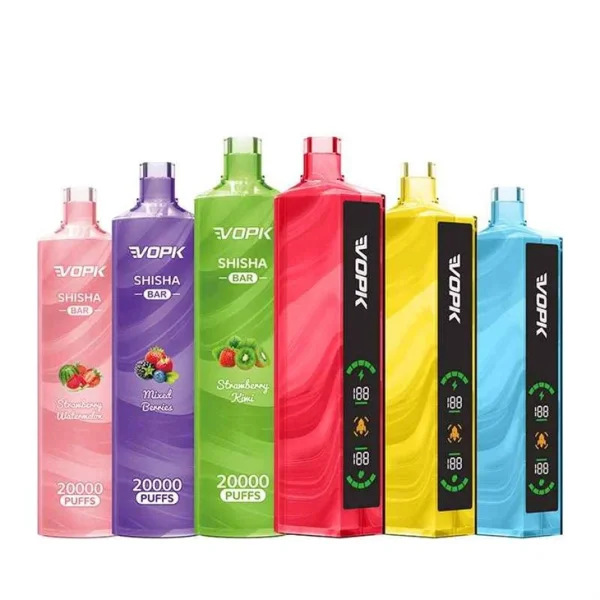 VOPK Shisha Bar 20000 Puffs 0% 2% 3% 5% Low Nicotine Rechargeable Disposable Vapes Pen Bulk Buy Wholesale