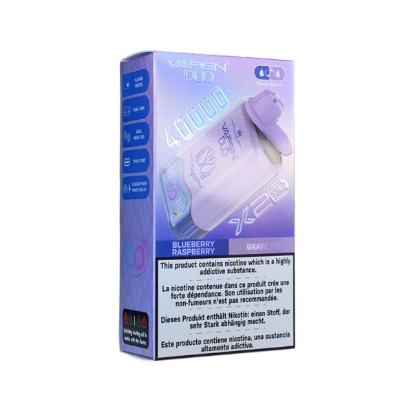 VAPEN Duo Twins 40k Puffs Vape BLUEBERRY RASPBERRY&GRAPE ICE1