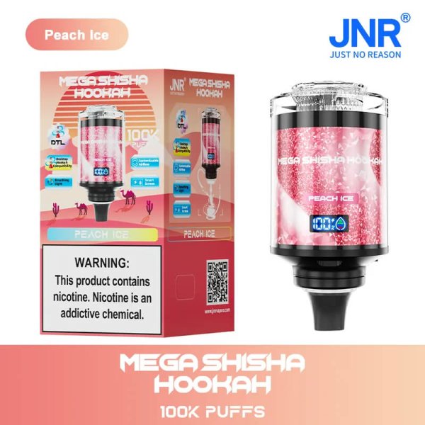 JNR MEGA SHISHA HOOKAH 100K puff disposable vape peach ice
