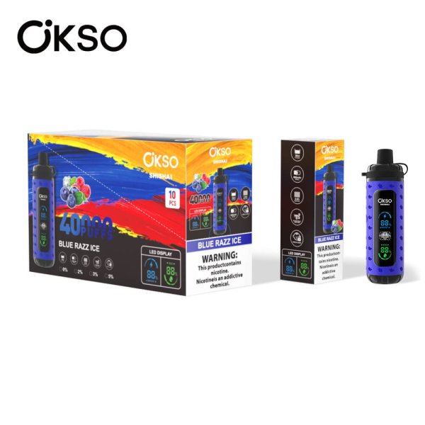 OKSO SHISHA MAX 40K dtl disposable vape 00blue razz ice