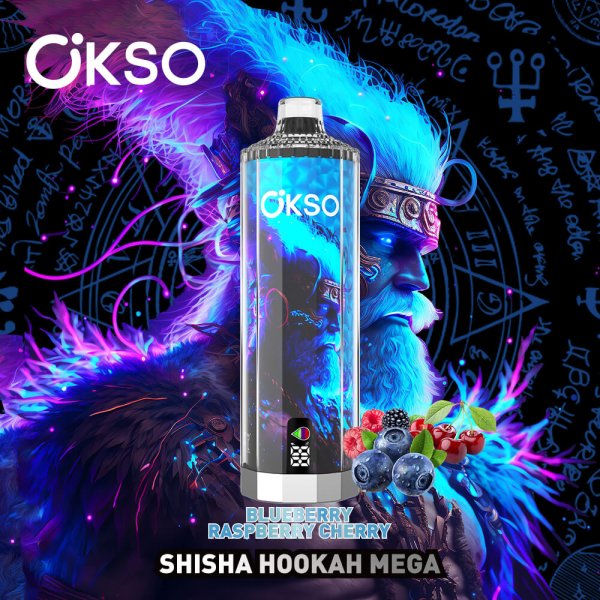 OKSO shisha hookah mega 50k dtl shisha disposable vape BLUEBERRY RASPBERRY CHERRY