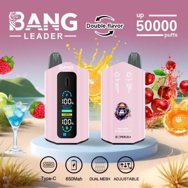 BANG LEDER 50K puffs dual flavors vape cherry raspberry lime raspberry mojito