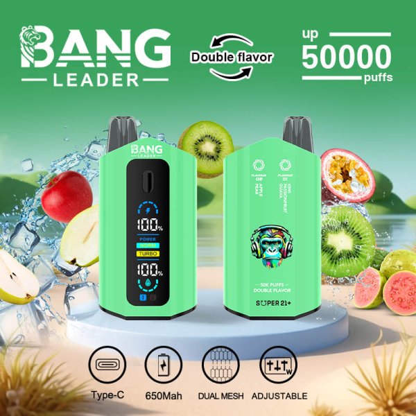 BANG LEDER 50K puffs dual flavors vape kiwi passionfruit guava apple pear