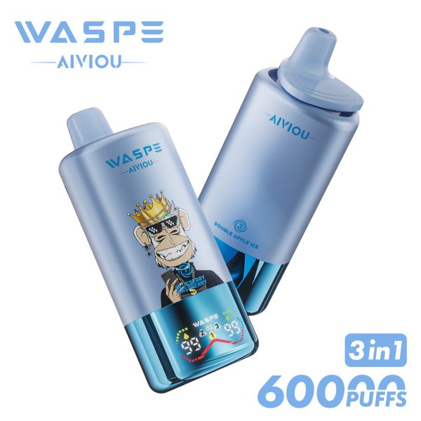WASPE 60k puff 3 in 1 Triple flavors disposable vape blueberry raspberry & blueberry cotton candy & double apple ice
