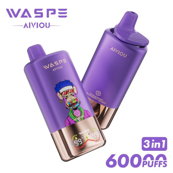 WASPE 60k puff 3 in 1 Triple flavors disposable vape grape ice & strawberry candy & strawberry raspberry cherry