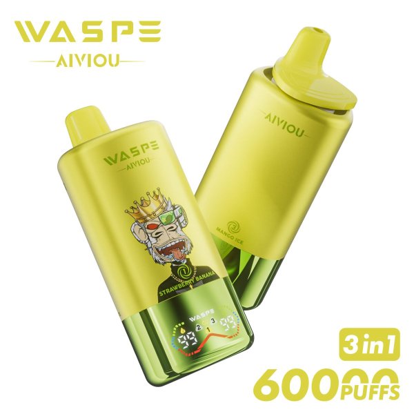 WASPE 60k puff 3 in 1 Triple flavors disposable vape strawberry banana & pineapple coconut ice & mango ice