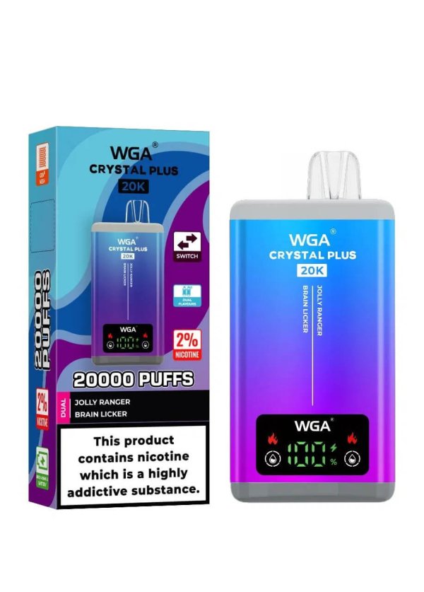WGA CRYSTAL PLUS 20K puff dual flavors disposable vape jolly ranger & brain licker
