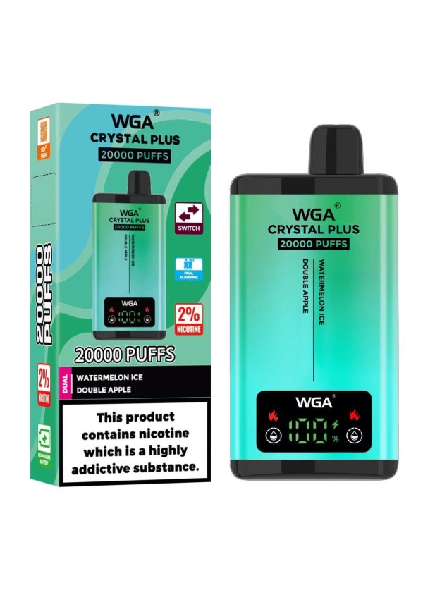 WGA CRYSTAL PLUS 20K puff dual flavors disposable vape watermelon ice double apple